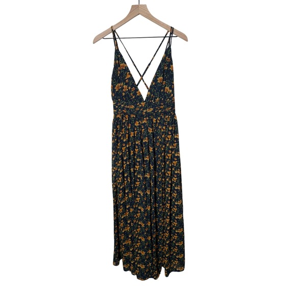 Lulus Full of Joy Maxi Dress Women Size M Navy Blue Floral Chiffon Formal Party - Picture 2 of 8